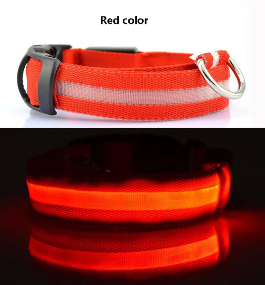 LED Glow in the Dark / Light Up Dog Collar - Red-0