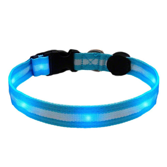 LED kék villogó csíkos kutyanyakörv