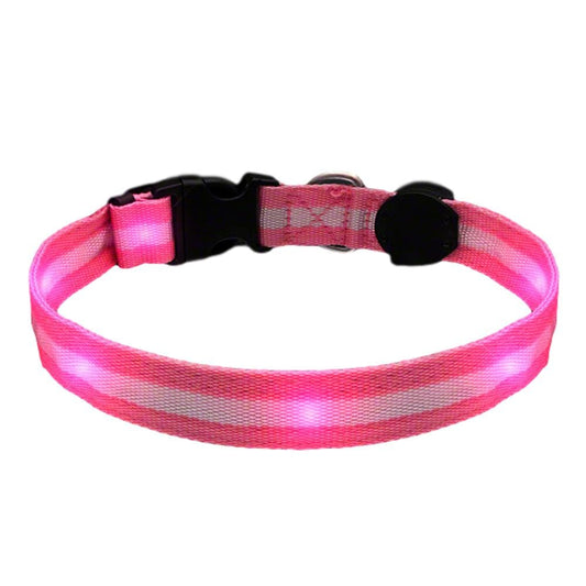 LED Pink Flashing Striped Dog Collar-0
